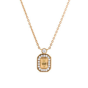 Harry Winston HW Logo Pendant Necklace 18K Yellow Gold with Diamonds
